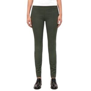 COS Trousers Stretchy Slim Ankle Pants Pull On Dark Olive Green Side Zip Size 8